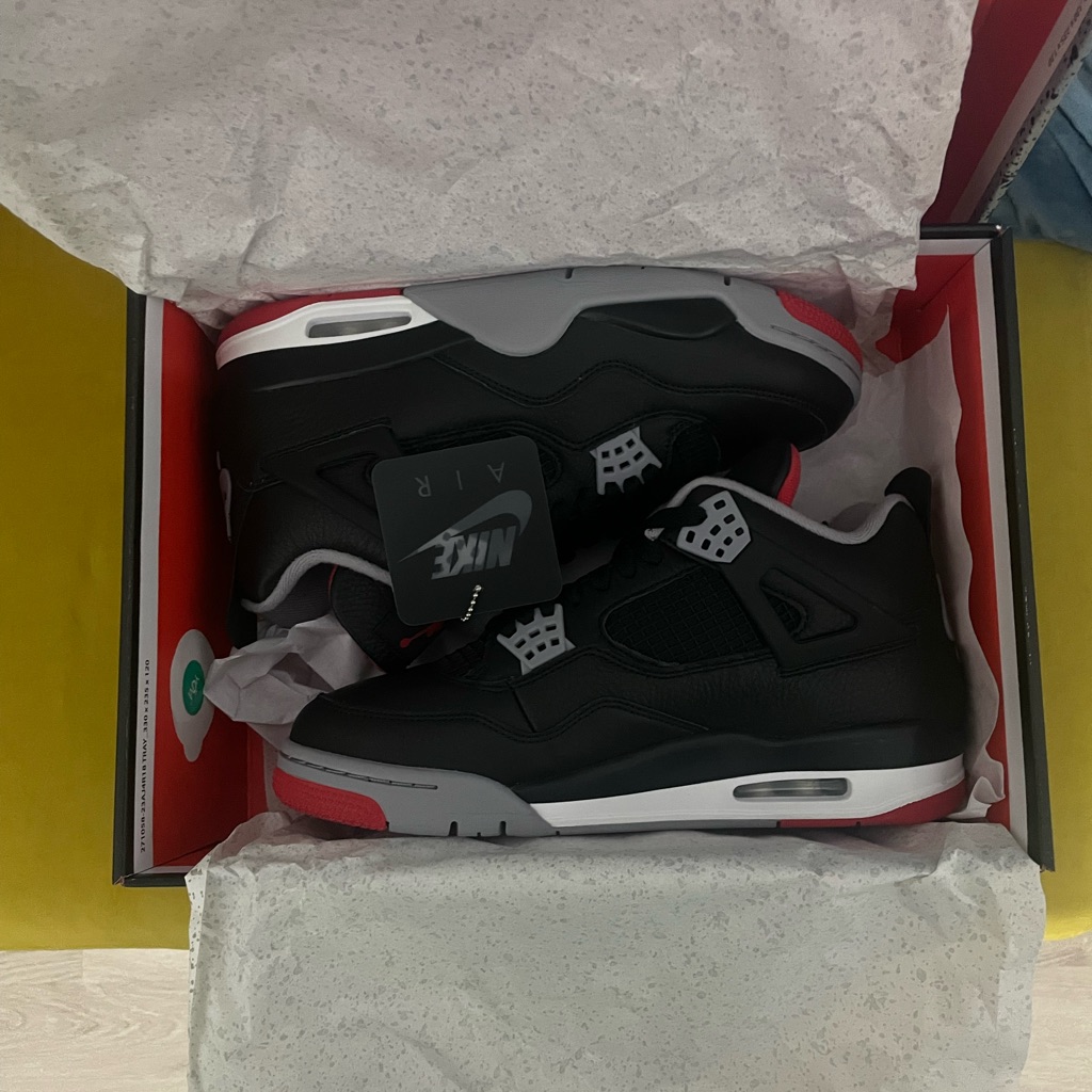 Nike Air Jordan 4 Black And Red Sneakers(Bred)